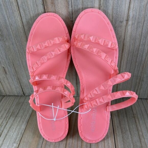 Olivia Miller Sandals Women's Sz 8 Strappy Studded New Preppy Boho Beach Jelly - Picture 4 of 6